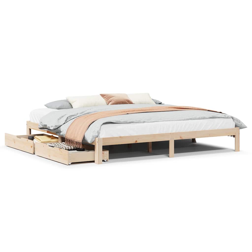 Sengeramme med skuffer 180x200 cm heltre furu