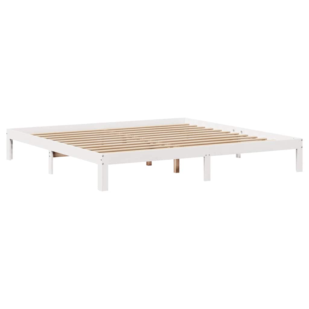 Sengeramme med skuffer hvit 200x200 cm heltre furu