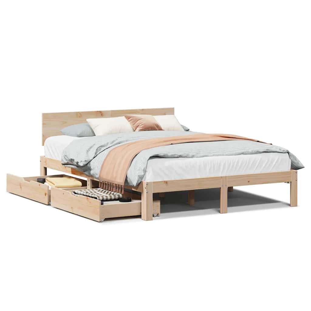 Sengeramme med skuffer 120x190 cm heltre furu