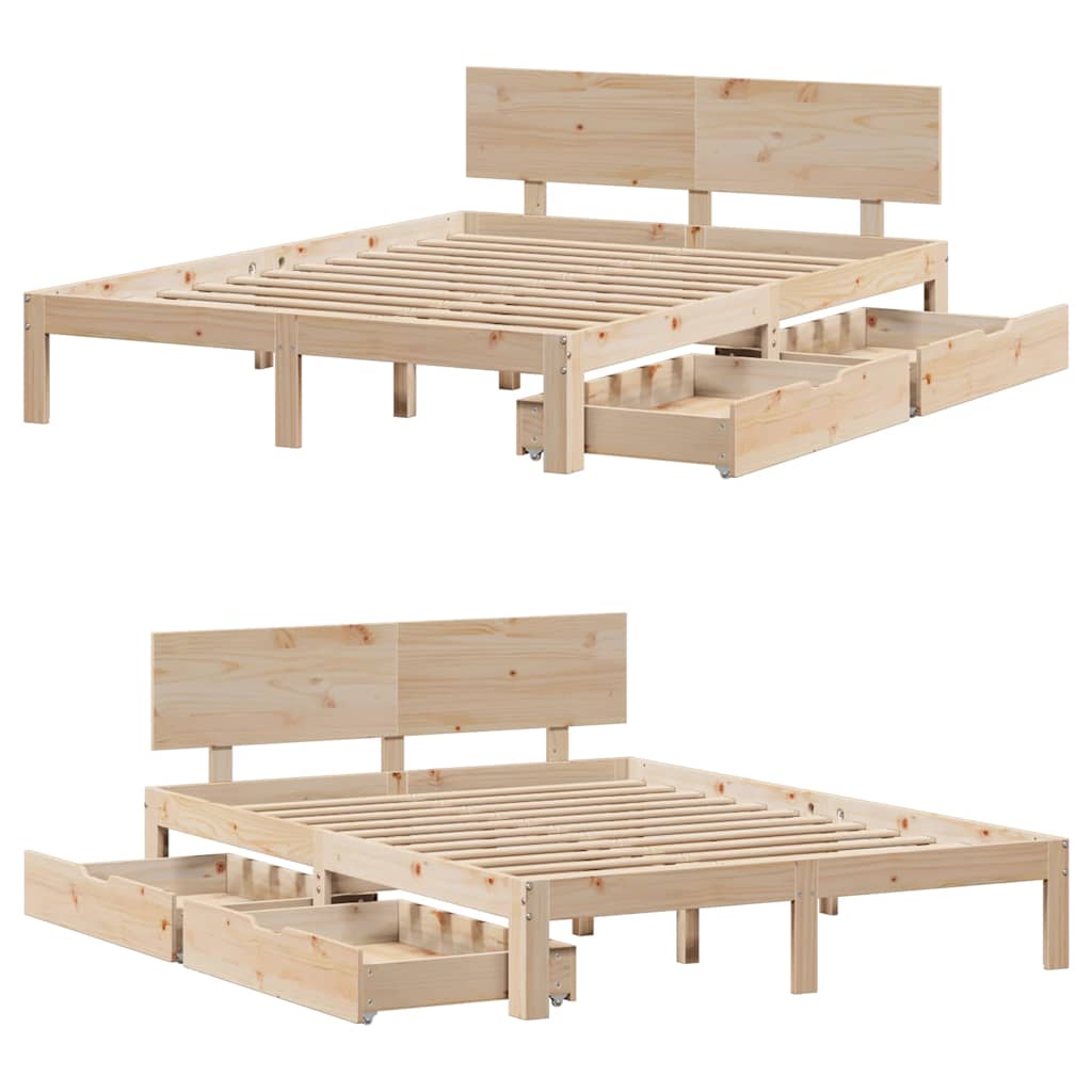 Sengeramme med skuffer 120x190 cm heltre furu