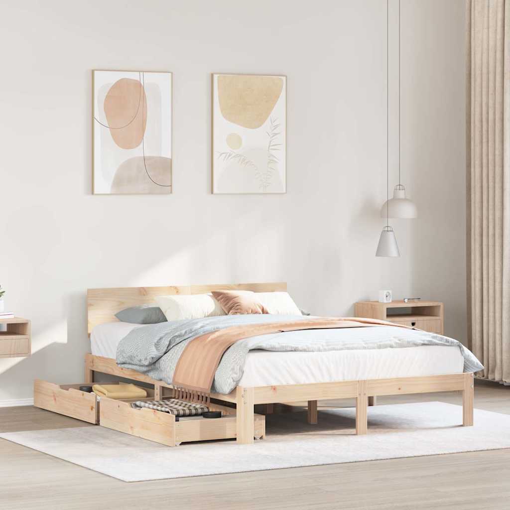 Sengeramme med skuffer 120x190 cm heltre furu