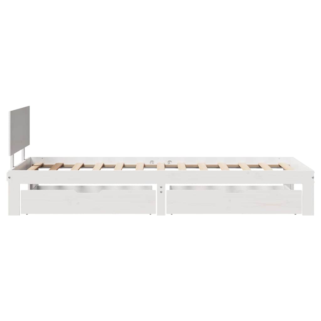 Sengeramme med skuffer hvit 90x200 cm heltre furu