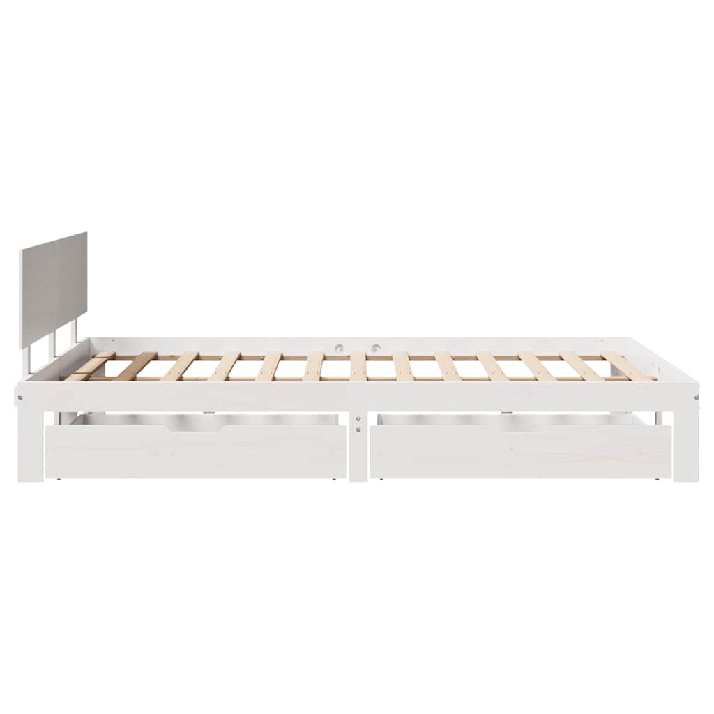 Sengeramme med skuffer hvit 120x200 cm heltre furu