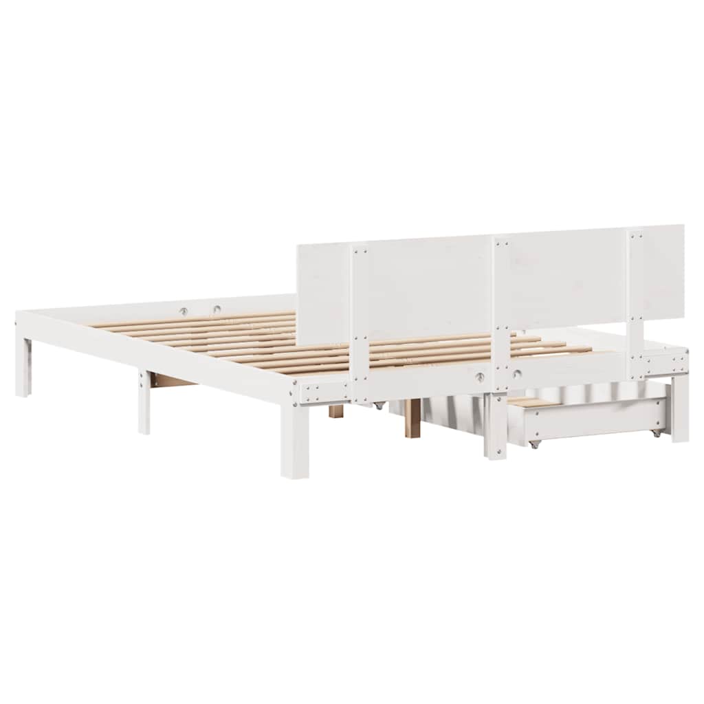 Sengeramme med skuffer hvit 120x200 cm heltre furu