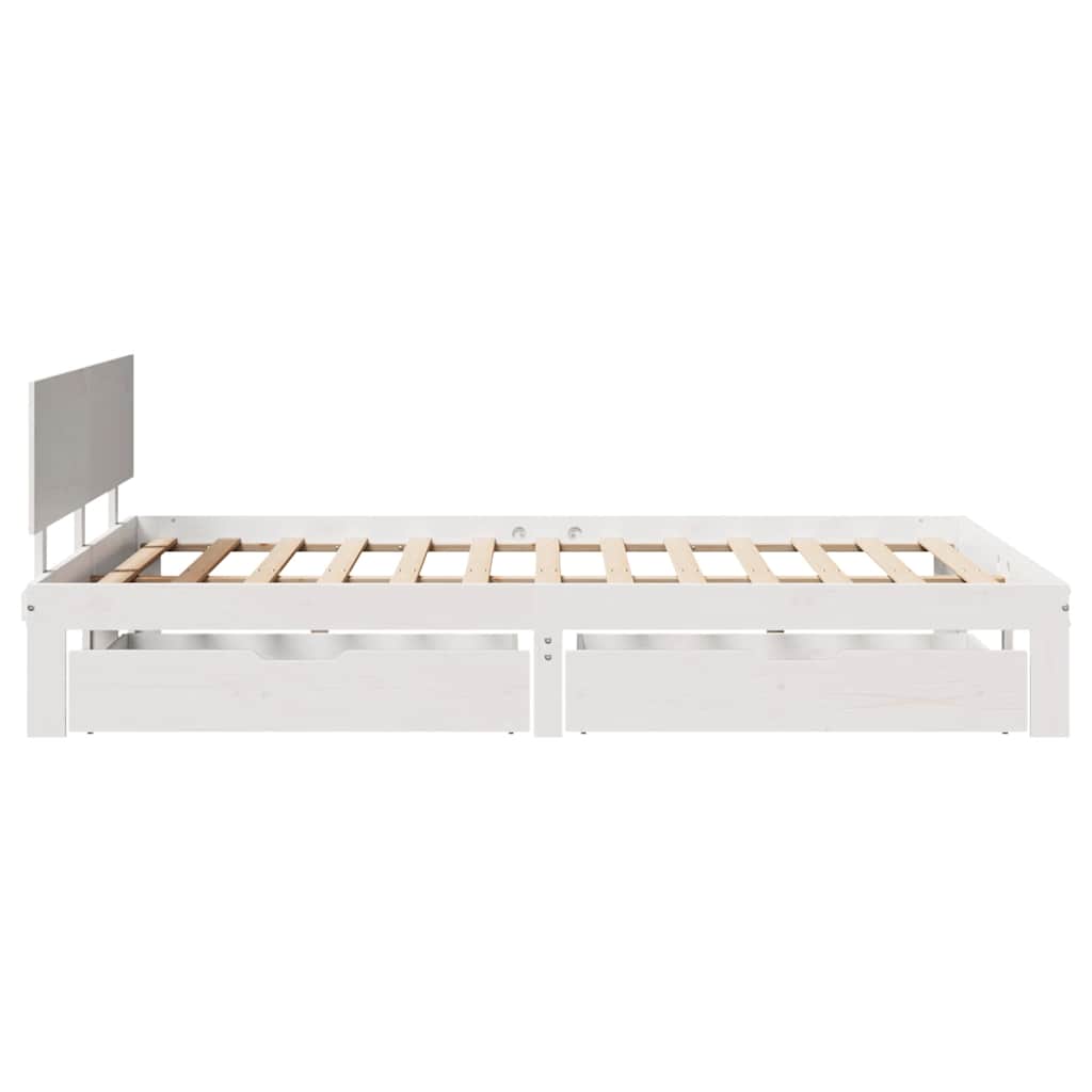 Sengeramme med skuffer hvit 140x200 cm heltre furu