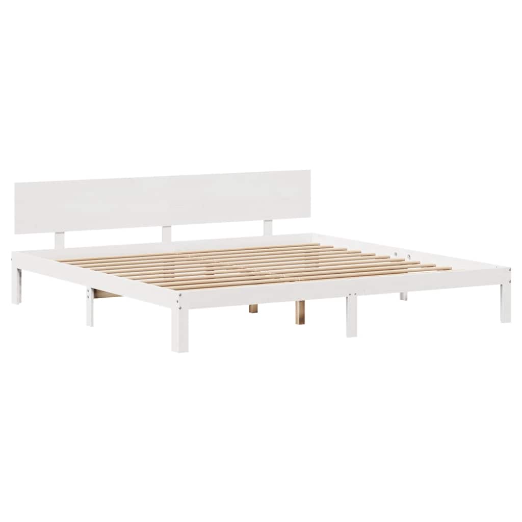 Sengeramme med skuffer hvit 200x200 cm heltre furu