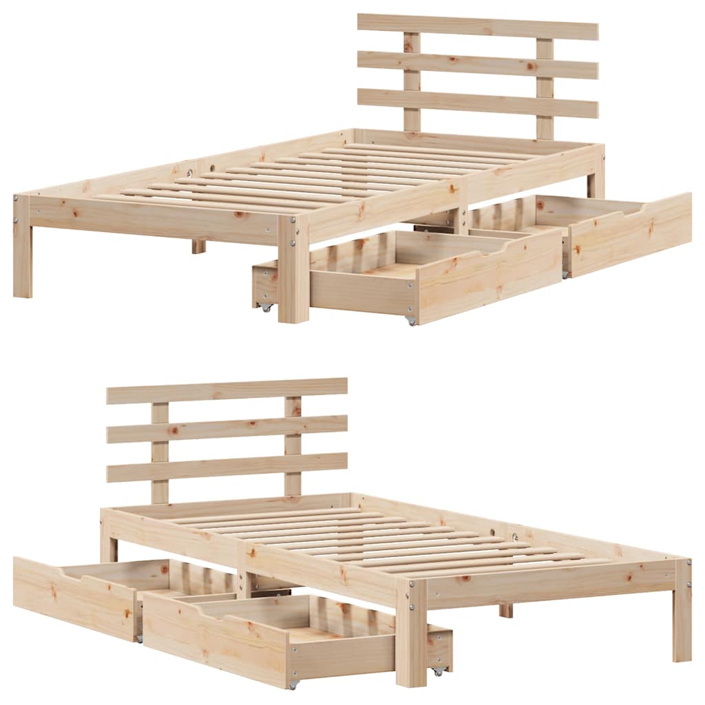 Sengeramme med skuffer 90x190 cm heltre furu