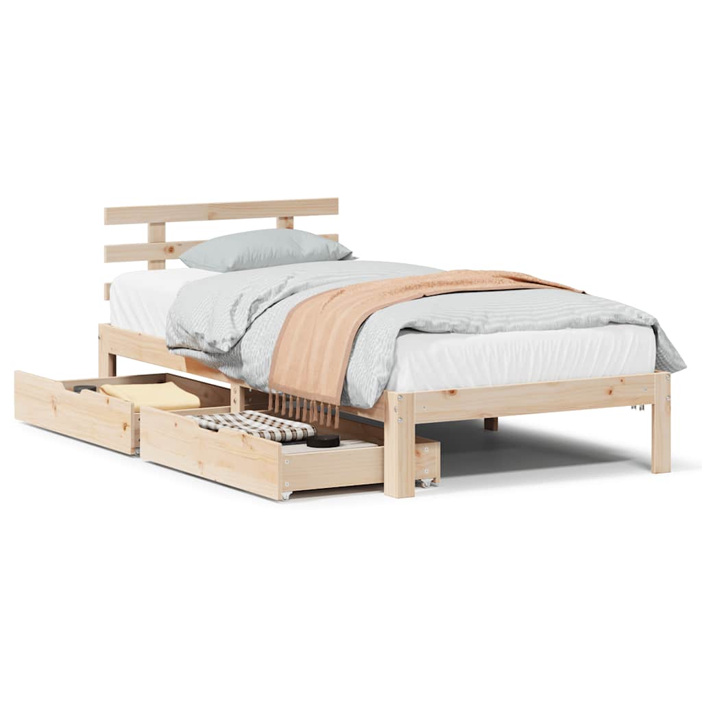 Sengeramme med skuffer 100x200 cm heltre furu