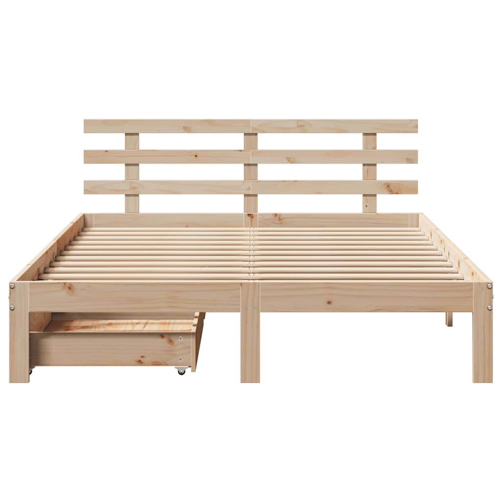 Sengeramme med skuffer 150x200 cm heltre furu