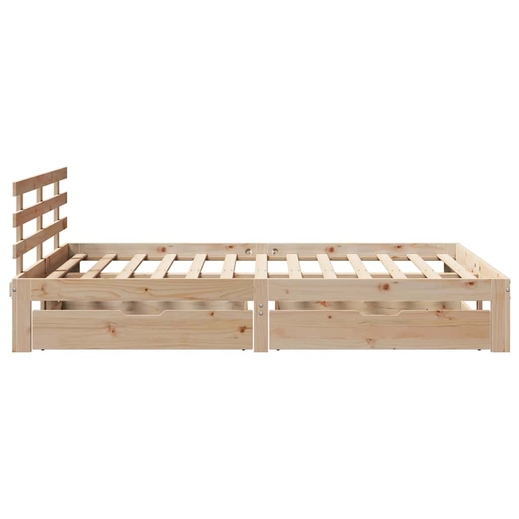 Sengeramme med skuffer 150x200 cm heltre furu