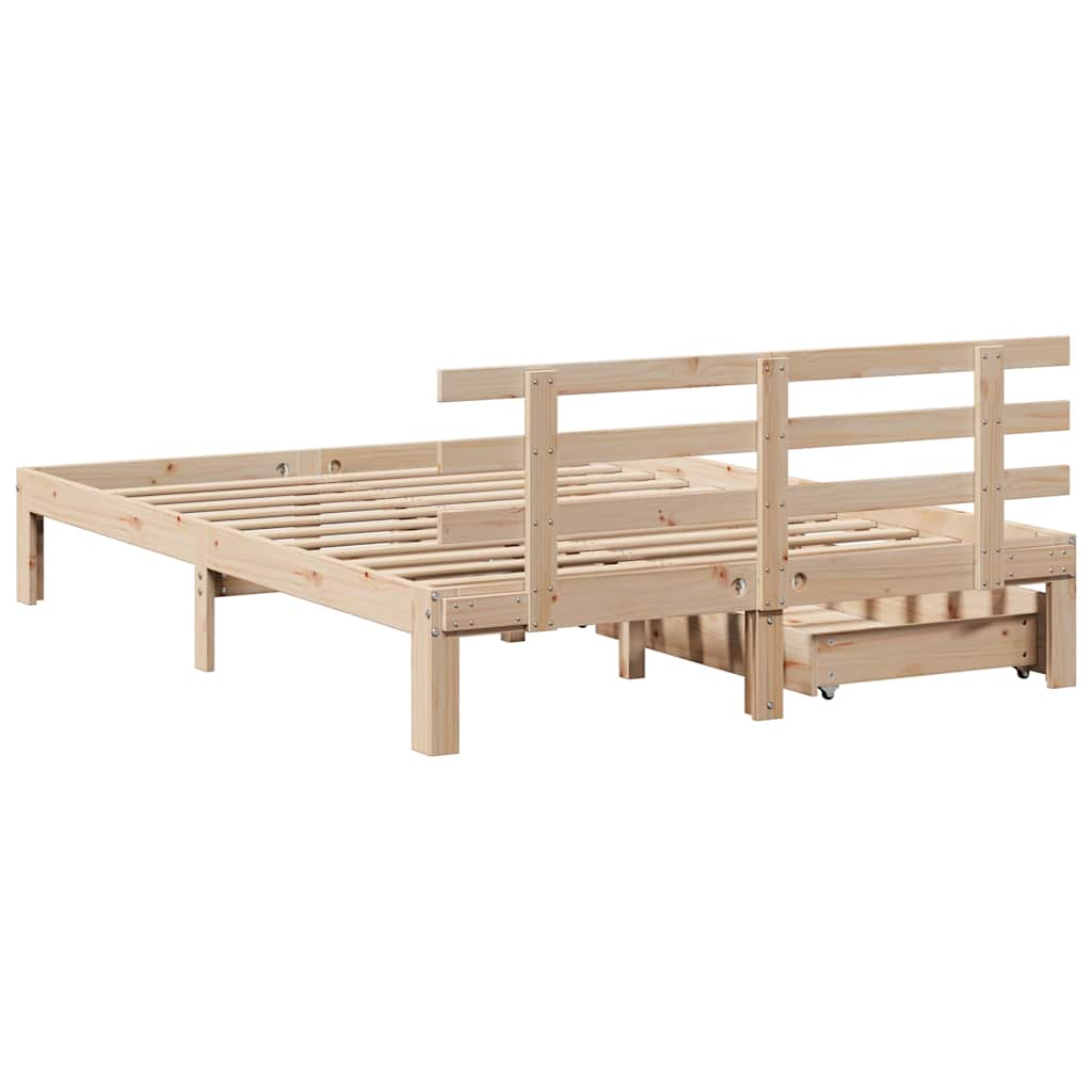 Sengeramme med skuffer 150x200 cm heltre furu