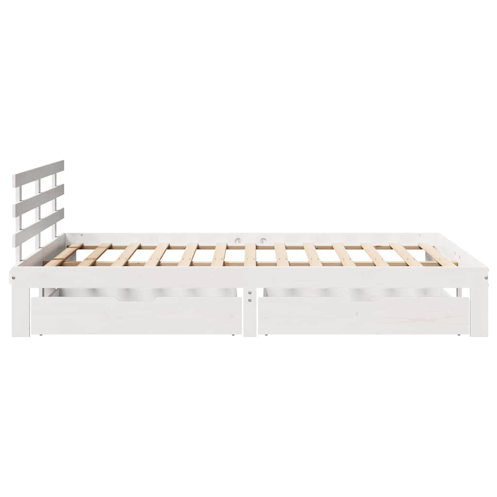 Sengeramme med skuffer hvit 160x200 cm heltre furu