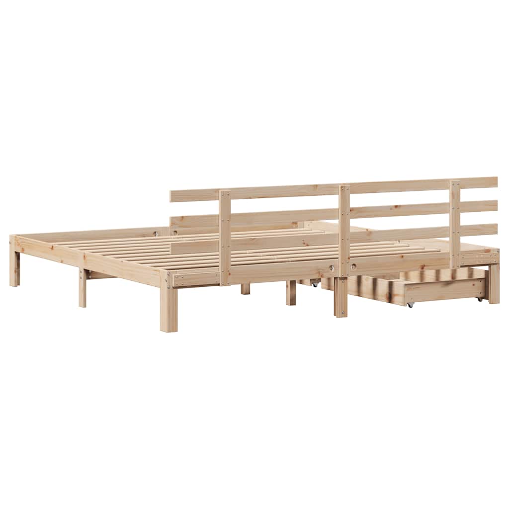 Sengeramme med skuffer 180x200 cm heltre furu