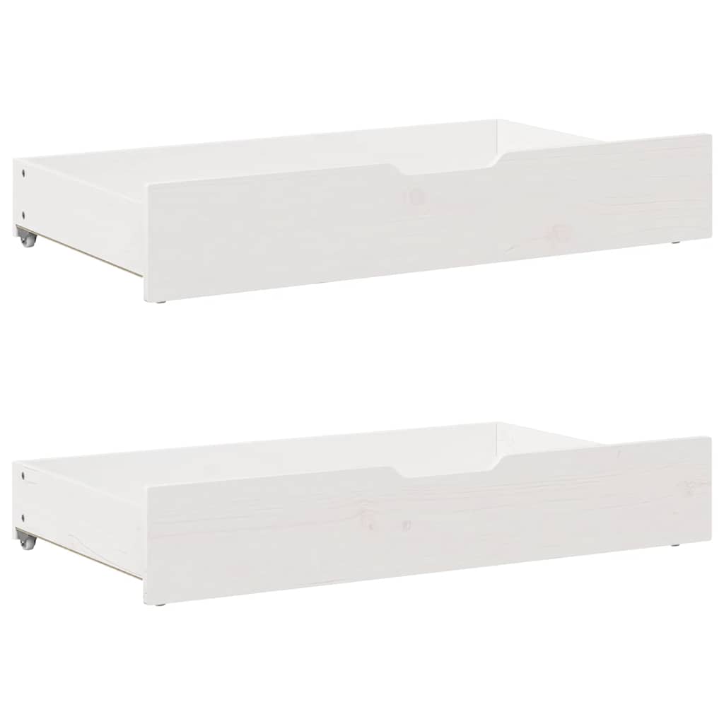Sengeramme med skuffer hvit 200x200 cm heltre furu