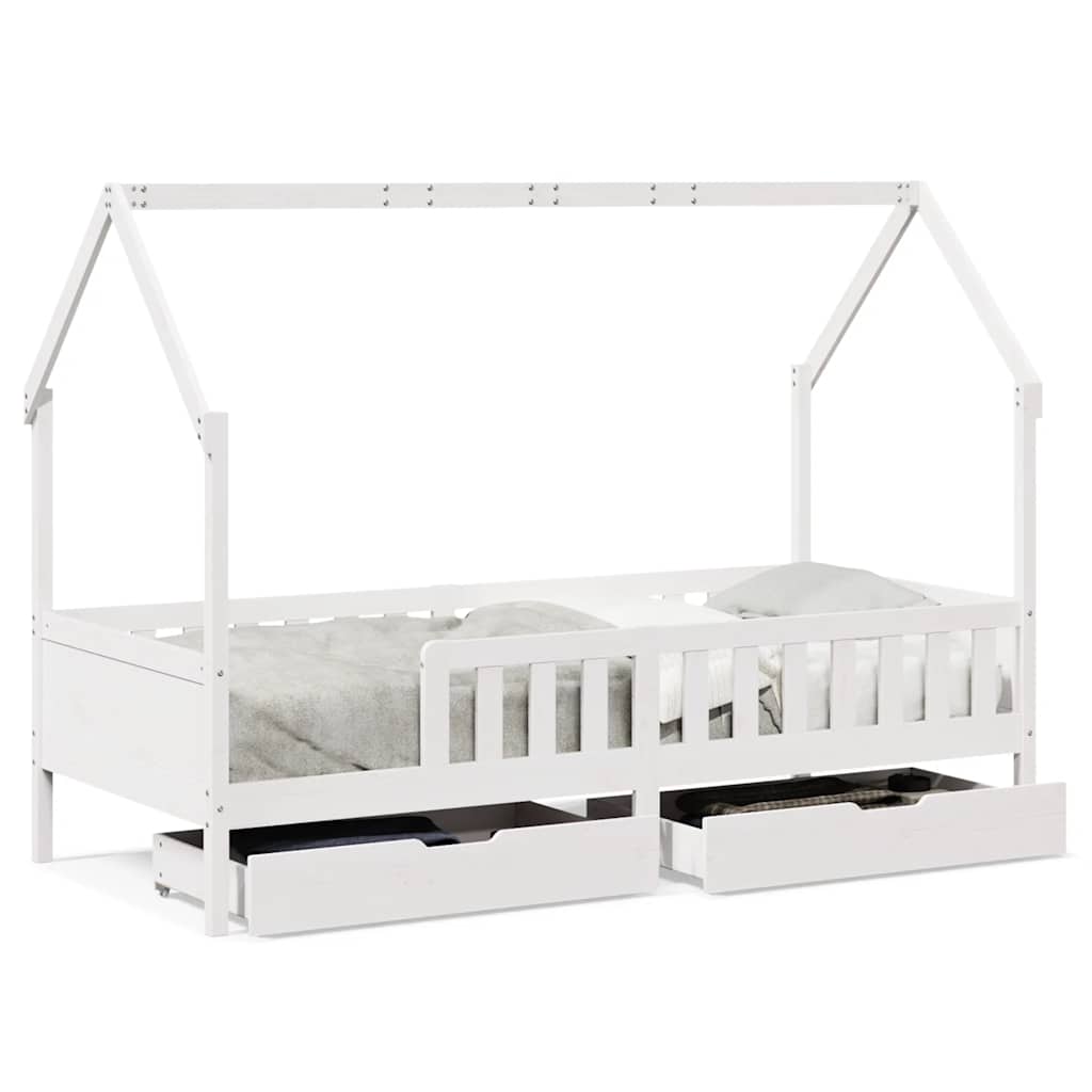 Barnesengeramme med skuffer 90x190 cm heltre furu