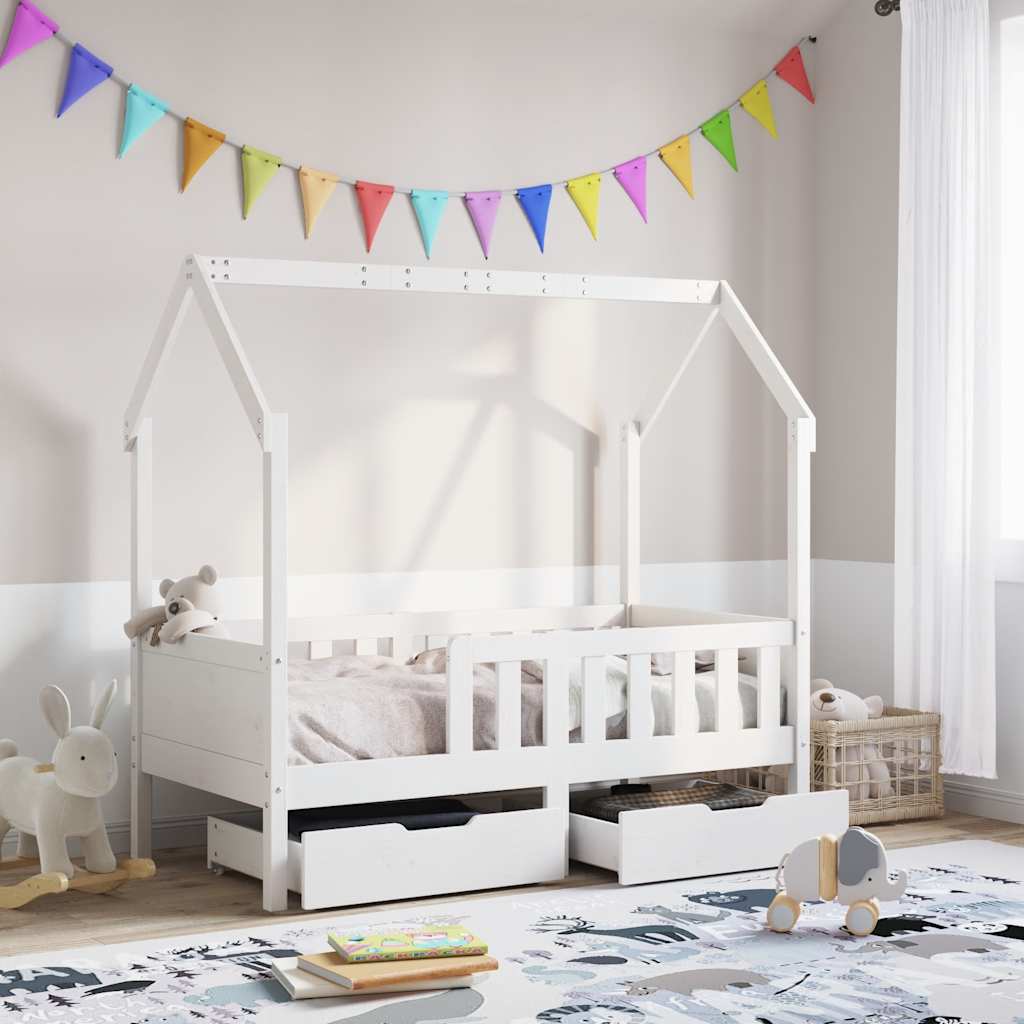 Barnesengeramme med skuffer 80x170 cm heltre furu
