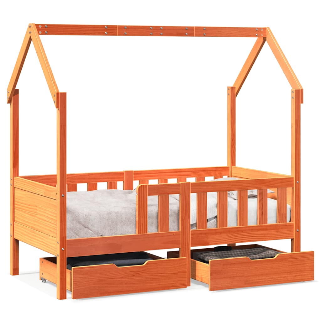 Barnesengeramme med skuffer 80x170 cm heltre furu