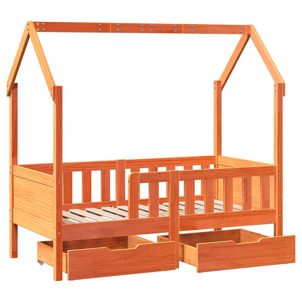 Barnesengeramme med skuffer 80x170 cm heltre furu