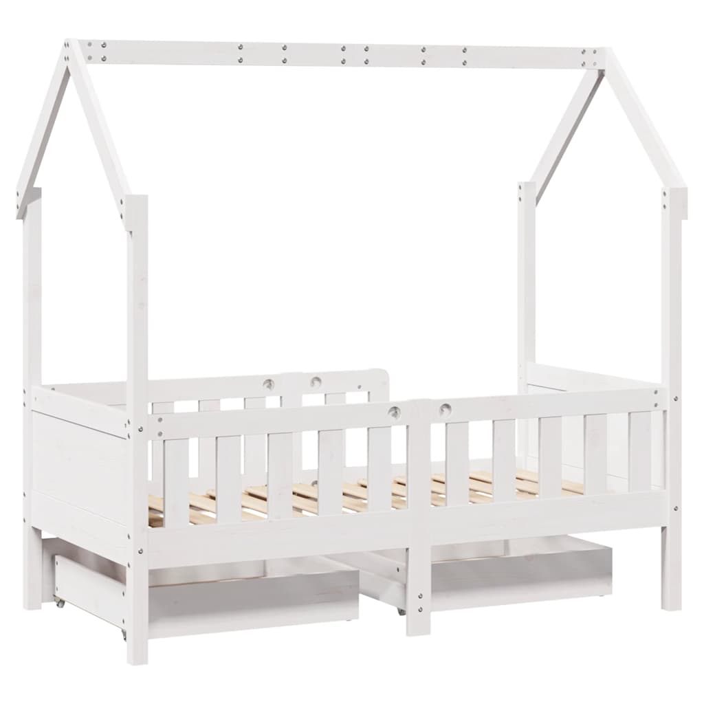 Barnesengeramme med skuffer 70x140 cm heltre furu