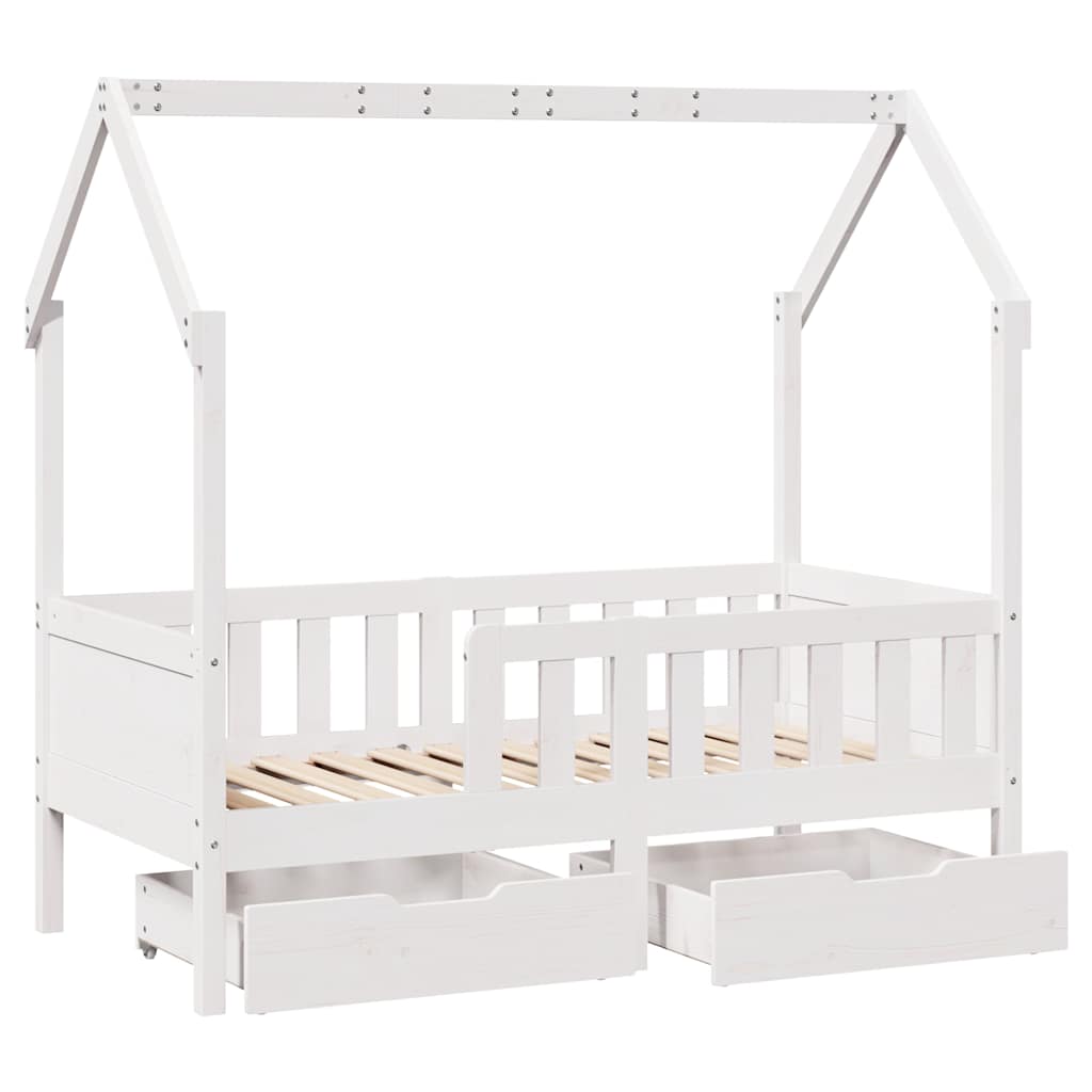 Barnesengeramme med skuffer 70x140 cm heltre furu