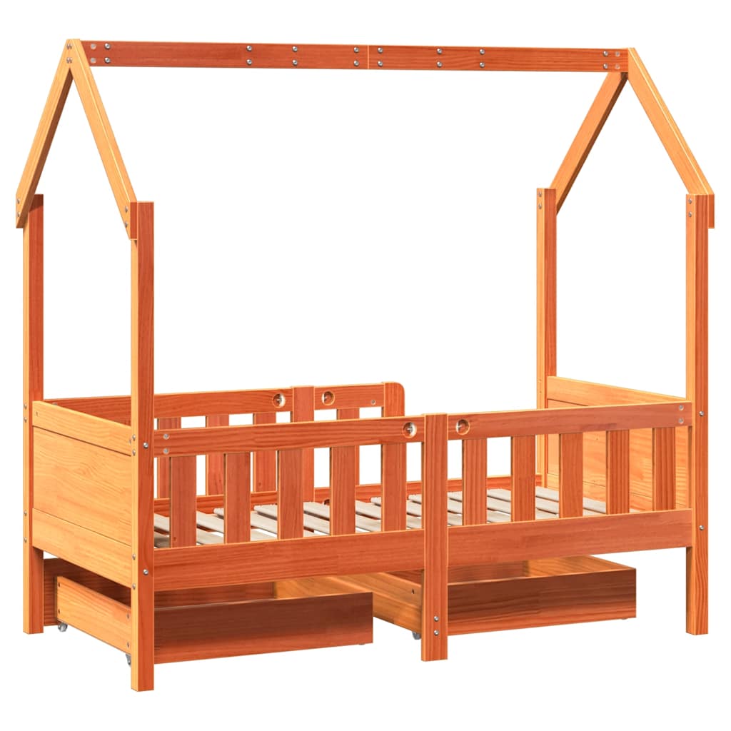 Barnesengeramme med skuffer 70x140 cm heltre furu