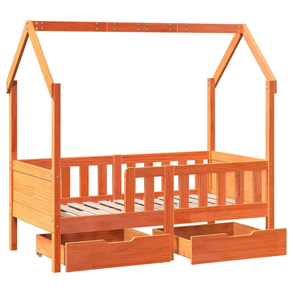Barnesengeramme med skuffer 70x140 cm heltre furu