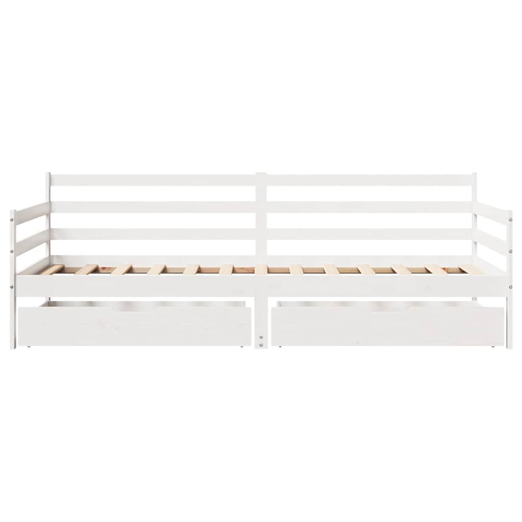 Dagseng med skuffer hvit 90x190 cm heltre furu