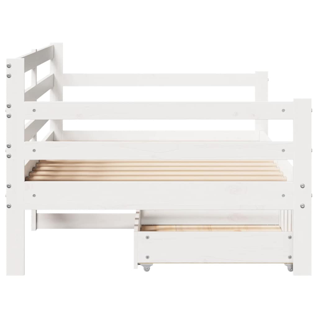 Dagseng med skuffer hvit 90x190 cm heltre furu