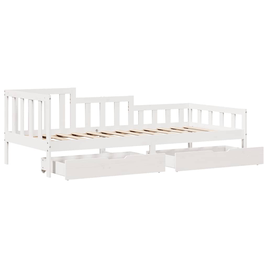 Dagseng med skuffer hvit 80x200 cm heltre furu vidaXL