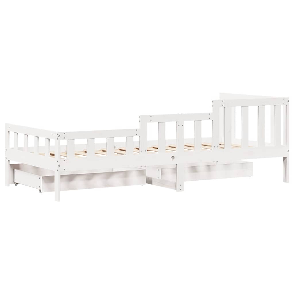 Dagseng med skuffer hvit 80x200 cm heltre furu vidaXL