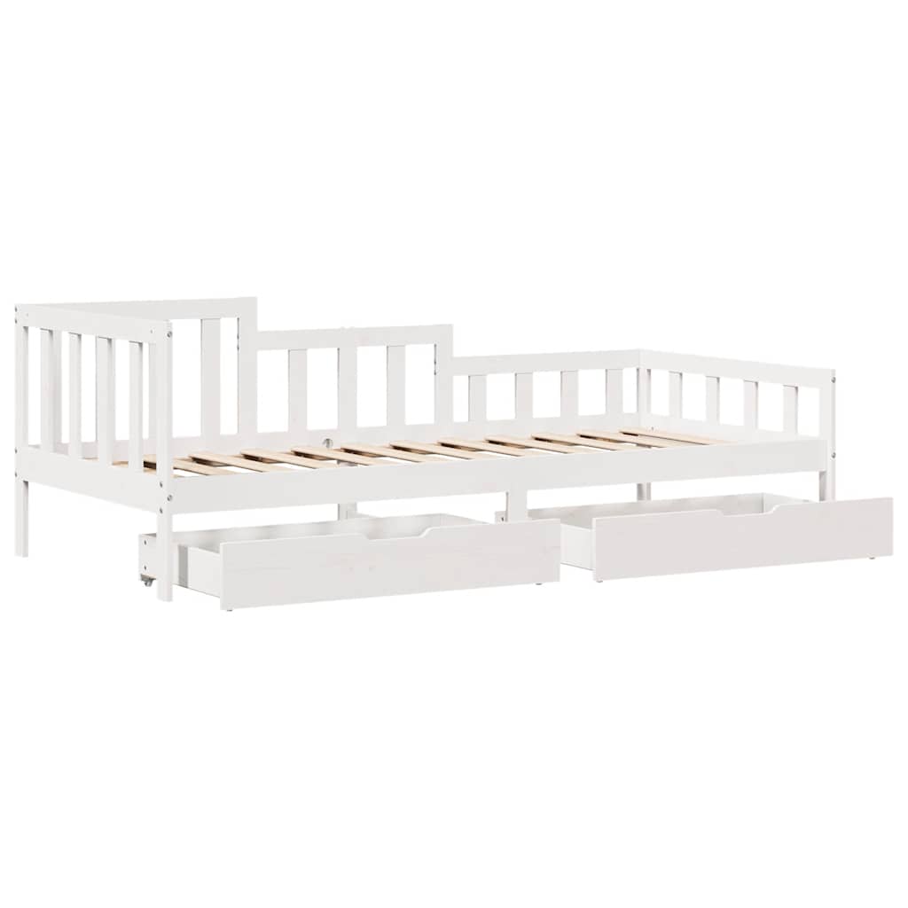 Dagseng med skuffer hvit 90x200 cm heltre furu vidaXL