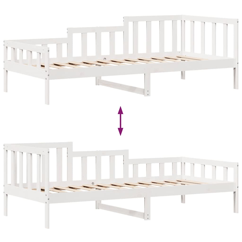Dagseng med skuffer hvit 90x200 cm heltre furu vidaXL