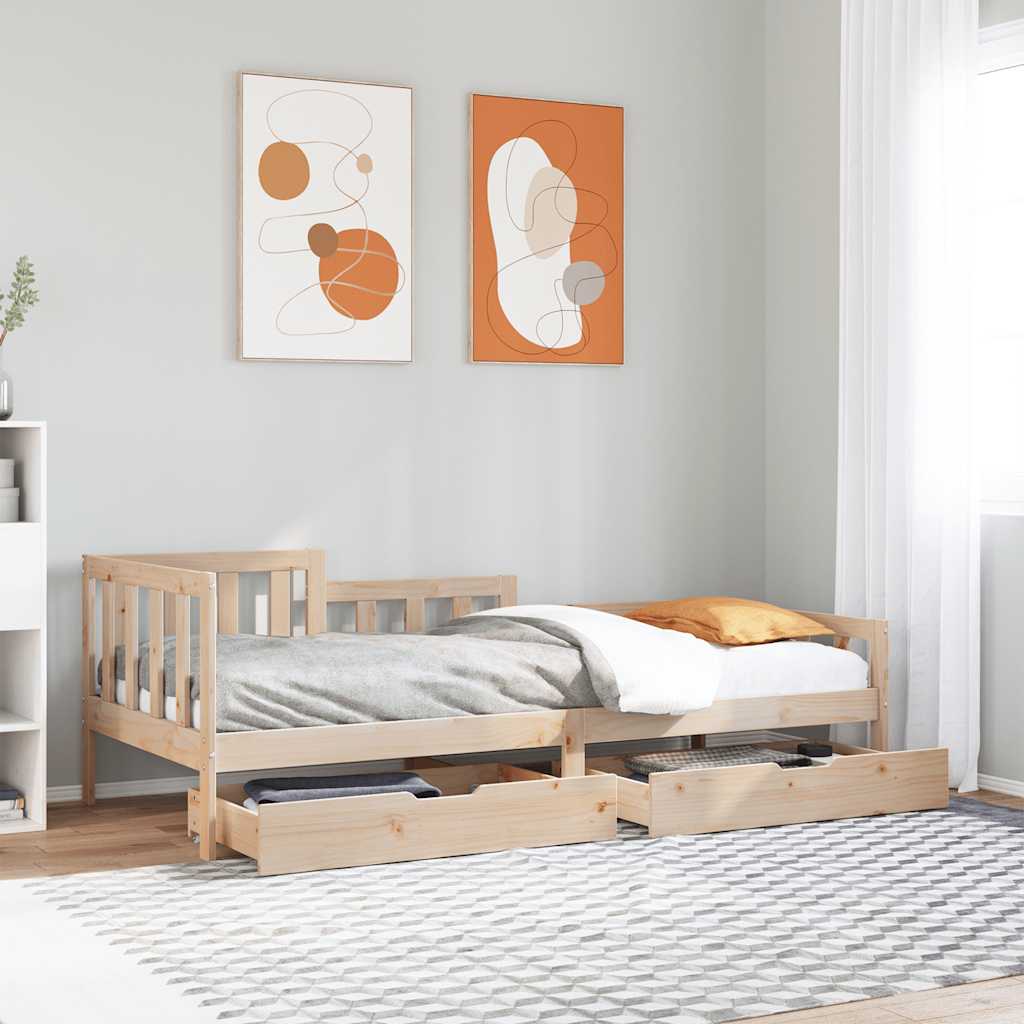 Dagseng med skuffer 90x190 cm heltre furu vidaXL