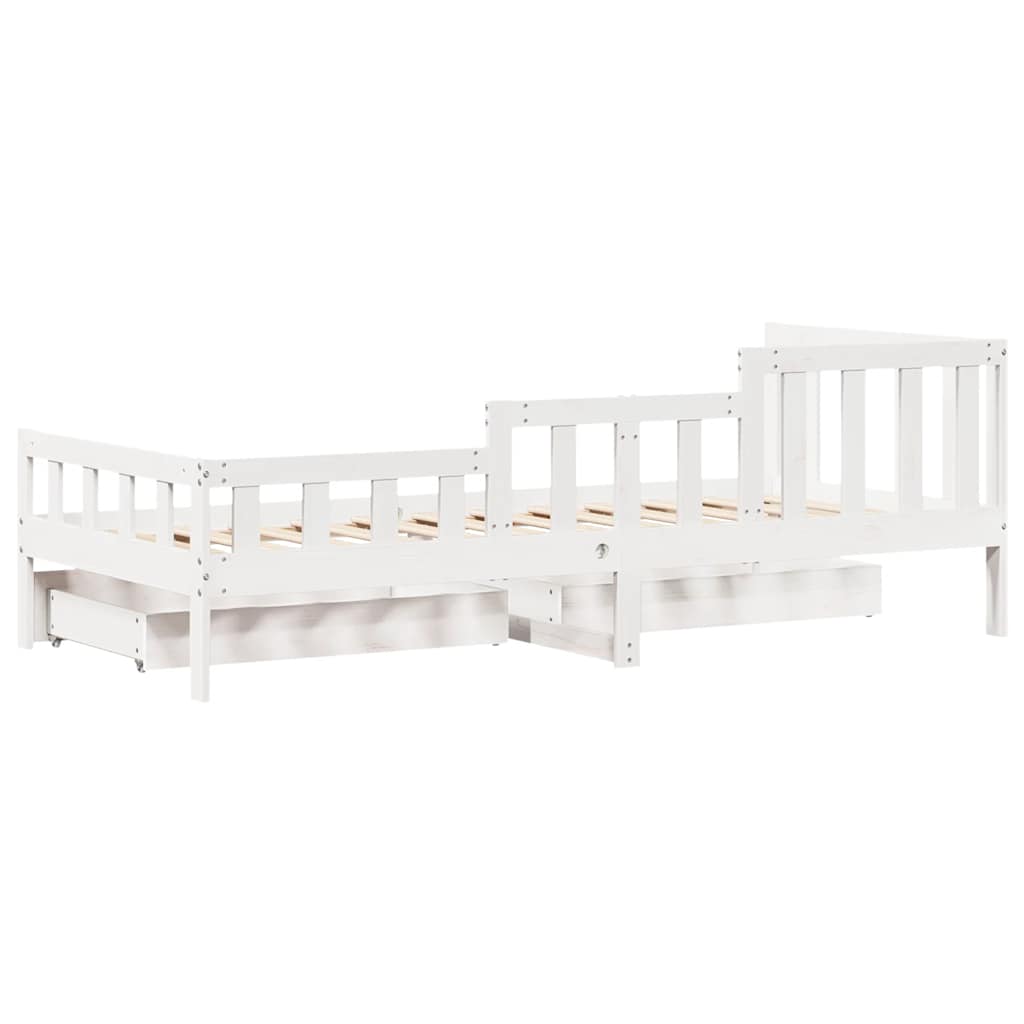 Dagseng med skuffer hvit 80x200 cm heltre furu