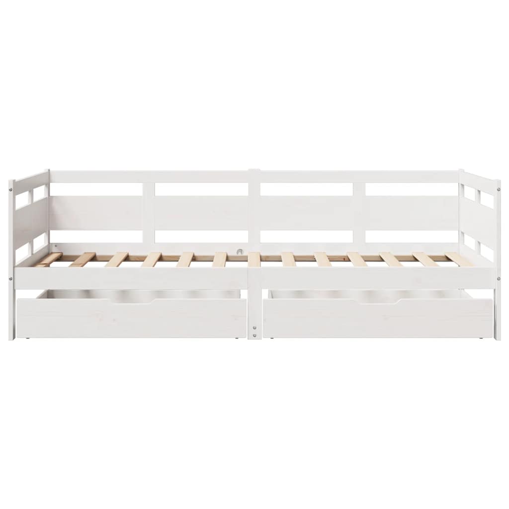 Dagseng med skuffer hvit 90x200 cm heltre furu
