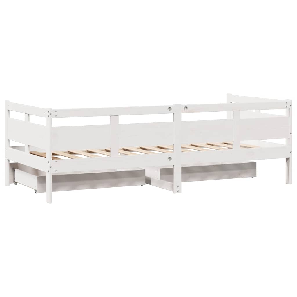 Dagseng med skuffer hvit 80x200 cm heltre furu