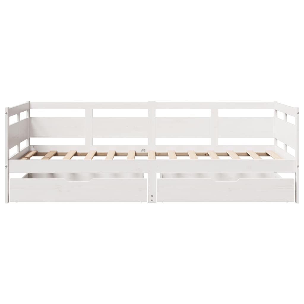 Dagseng med skuffer hvit 90x190 cm heltre furu