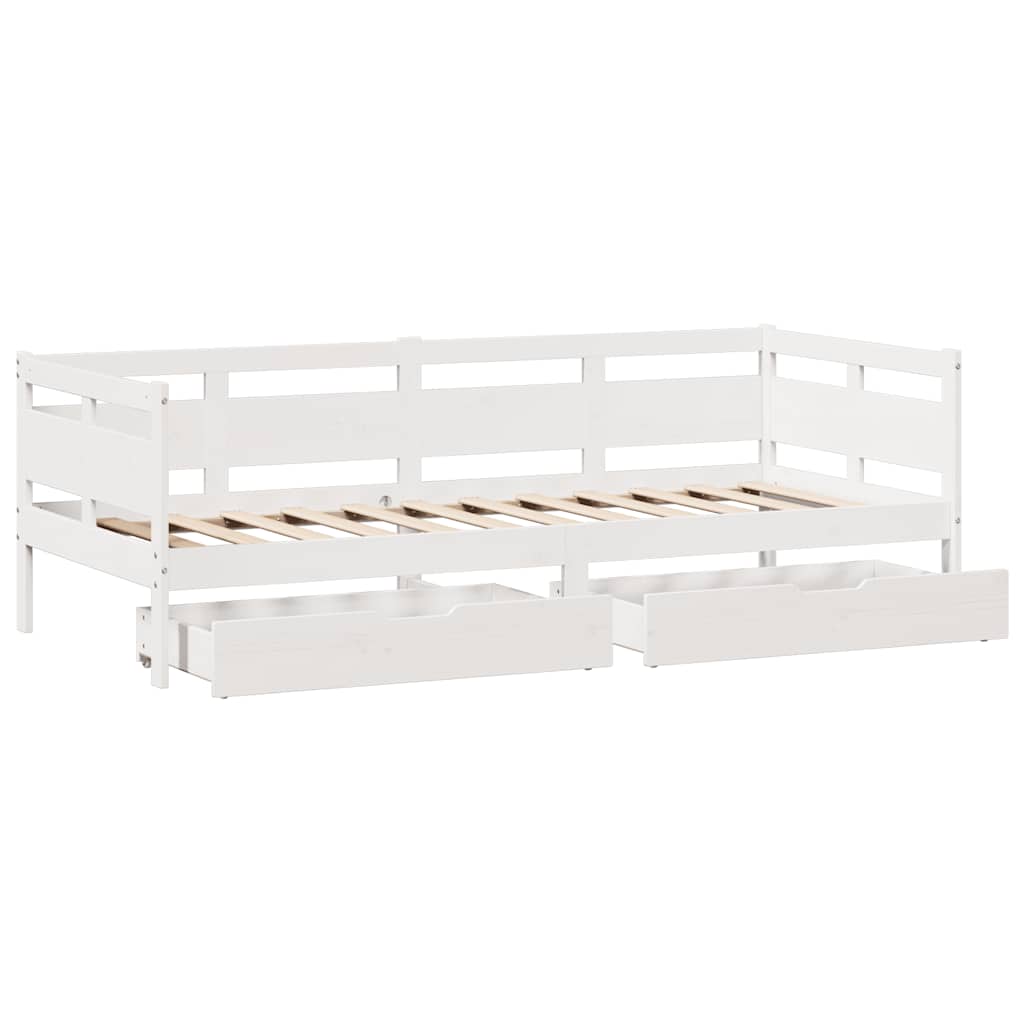 Dagseng med skuffer hvit 90x190 cm heltre furu