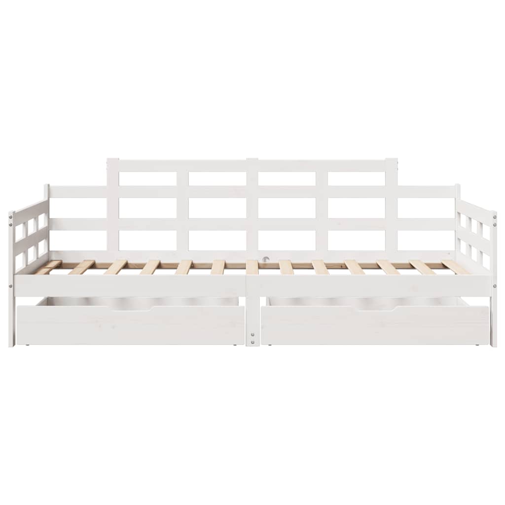 Dagseng med skuffer hvit 80x200 cm heltre furu