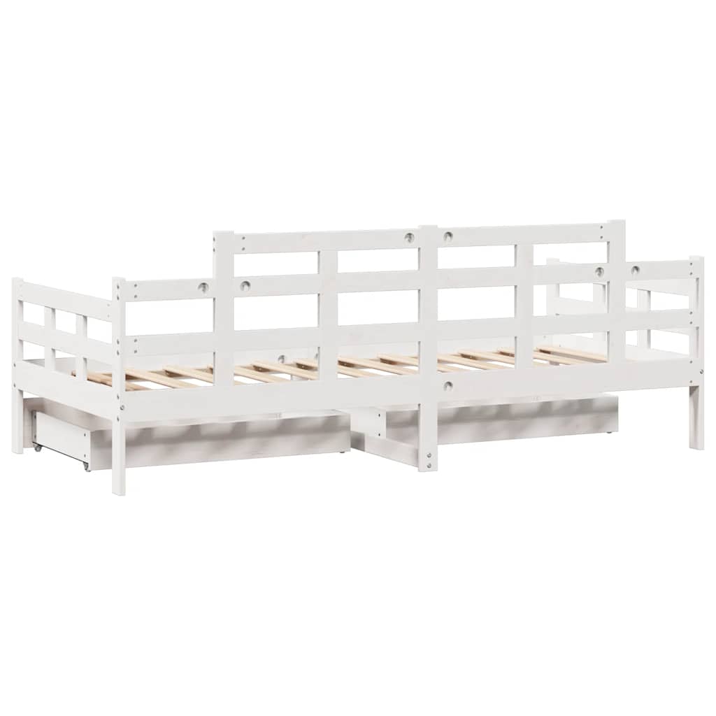 Dagseng med skuffer hvit 80x200 cm heltre furu
