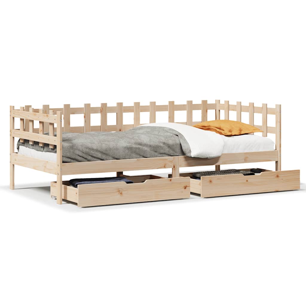 Dagseng med skuffer 90x190 cm heltre furu vidaXL
