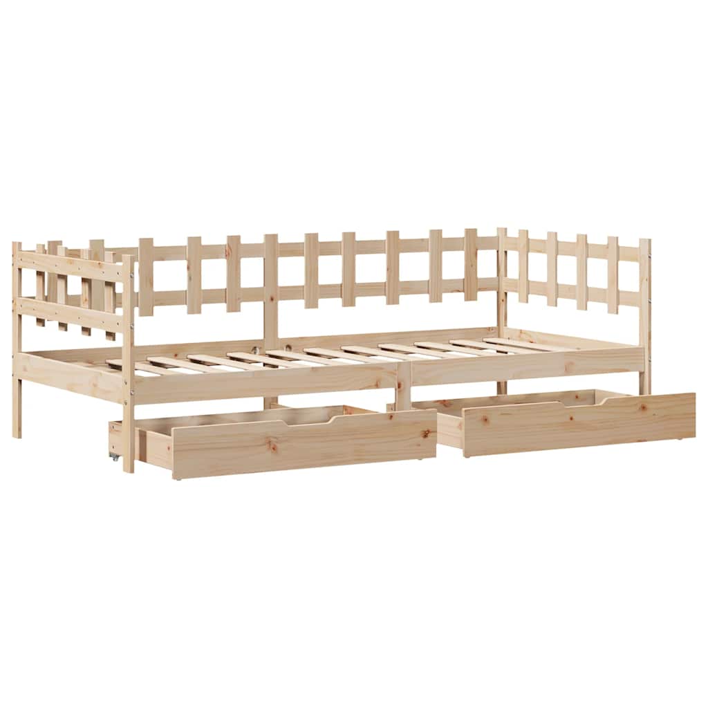 Dagseng med skuffer 90x190 cm heltre furu vidaXL