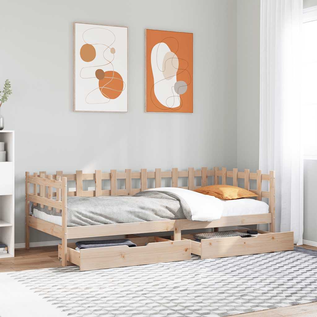 Dagseng med skuffer 90x190 cm heltre furu vidaXL