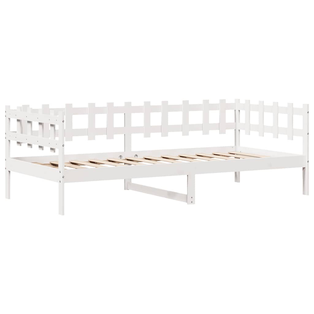 Dagseng med skuffer hvit 90x200 cm heltre furu vidaXL