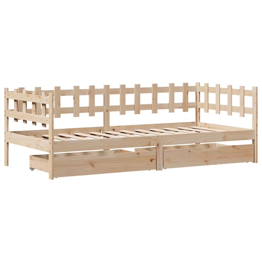 Dagseng med skuffer 90x190 cm heltre furu vidaXL