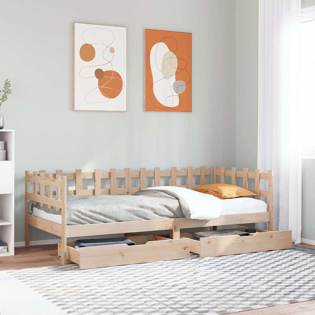 Dagseng med skuffer 90x190 cm heltre furu vidaXL