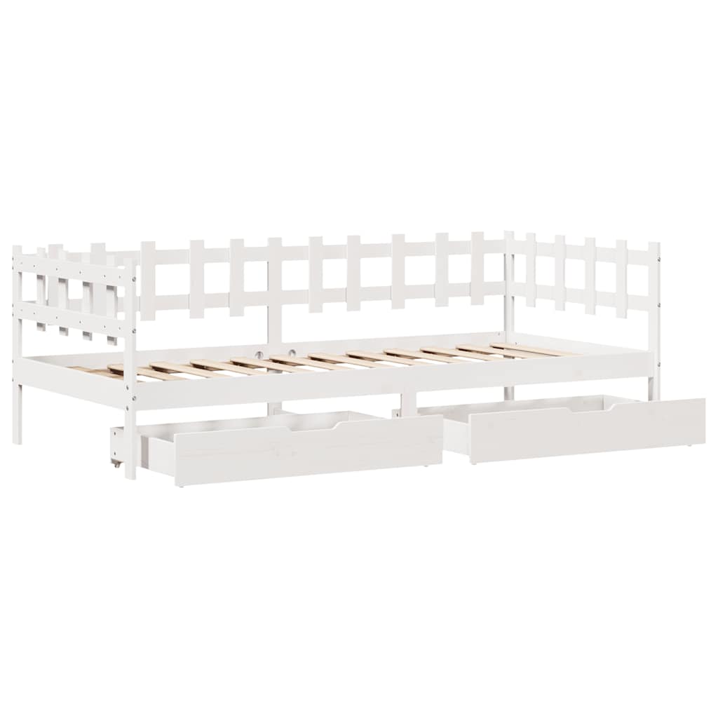 Dagseng med skuffer hvit 90x190 cm heltre furu vidaXL