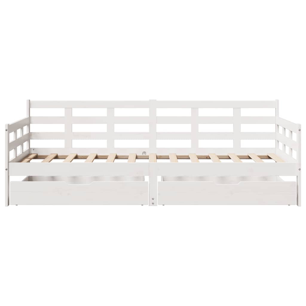 Dagseng med skuffer hvit 90x200 cm heltre furu