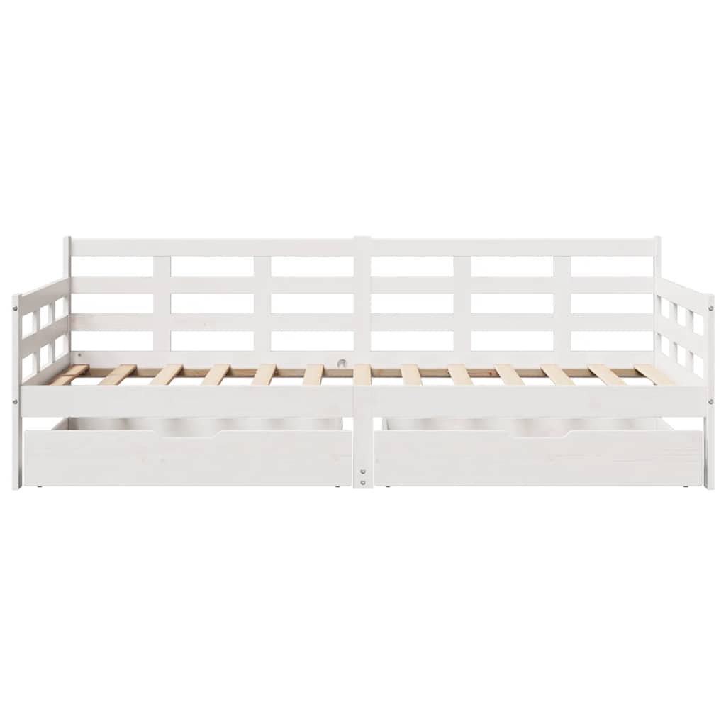 Dagseng med skuffer hvit 80x200 cm heltre furu