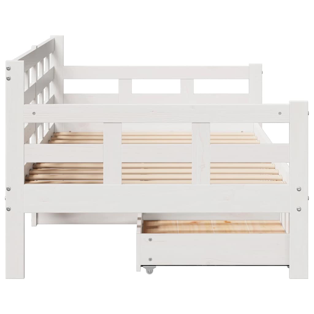 Dagseng med skuffer hvit 90x190 cm heltre furu